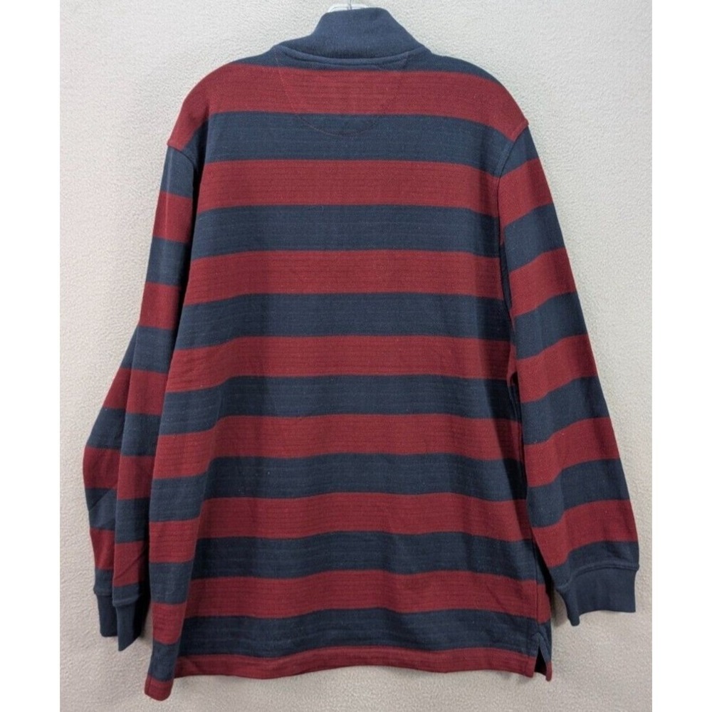 ODA Rugby Shirt Men's 2XL Maroon Blue Striped Long Sleeve 1/4 Zip Preppy NEW - Picture 4 of 11